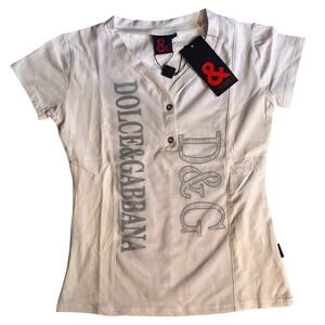 Dolce & Gabbana D&G White T-Shirt Vintage Y2K Women's Size S - EXCELLENT